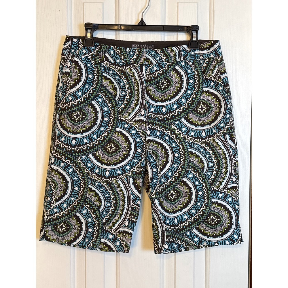 Manhattan Chino Capri Pants Stretch Patterned Casual‎ Comfort Size 8